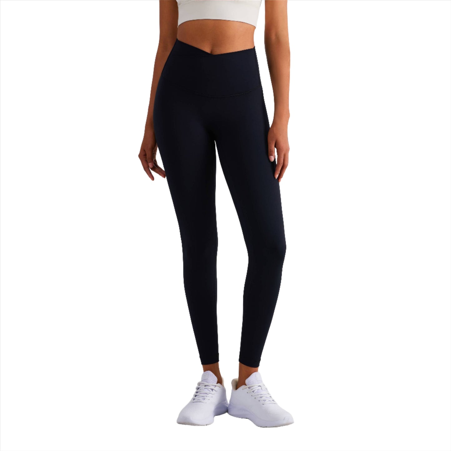 Naomi Cross Over High Waist Leggings -Black - Emoni Fit