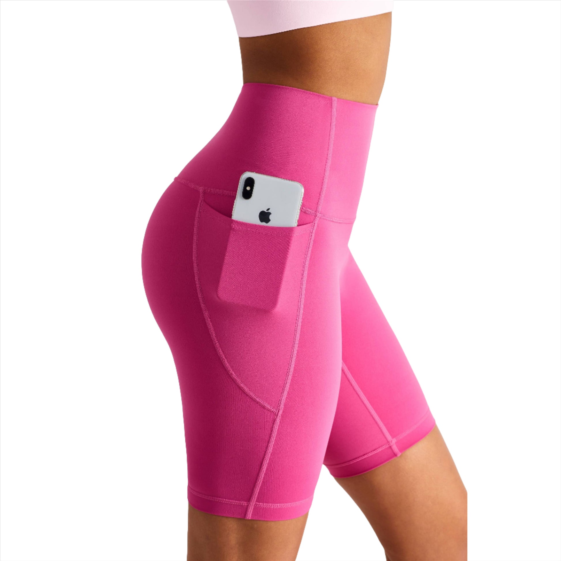 Faye Seamless High-Waist Biker Shorts with Side Pocket - Emoni Fit