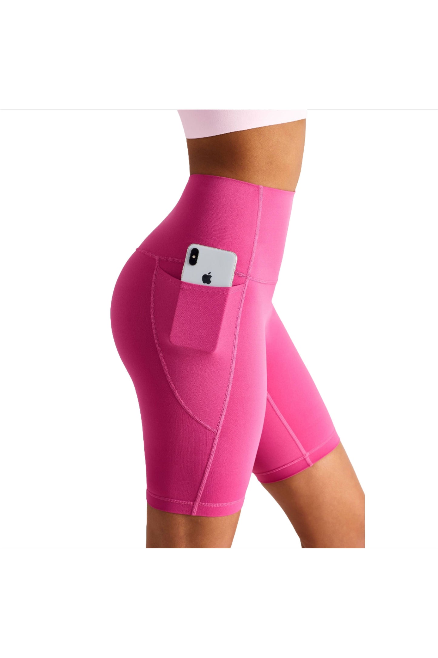 Faye Seamless High-Waist Biker Shorts with Side Pocket - Emoni Fit