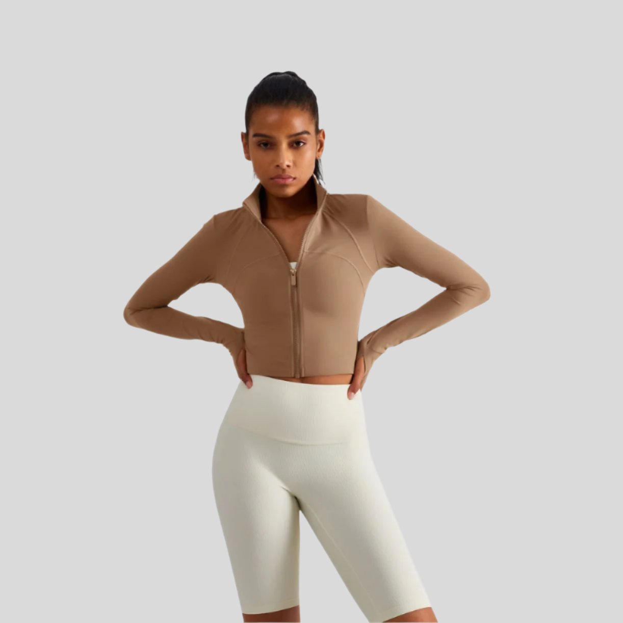 Evelyn Cropped Zip Jacket - Emoni Fit