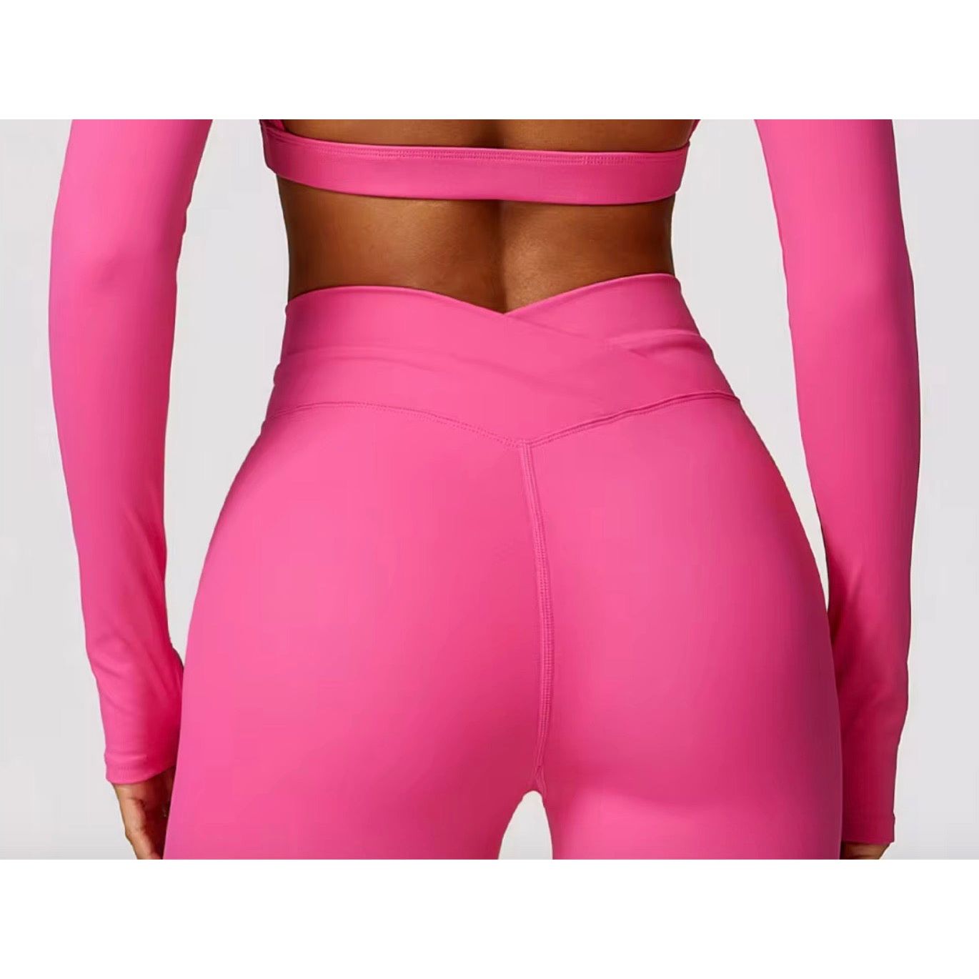 Momentum Cross Over Leggings - Deep pink - Emoni Fit