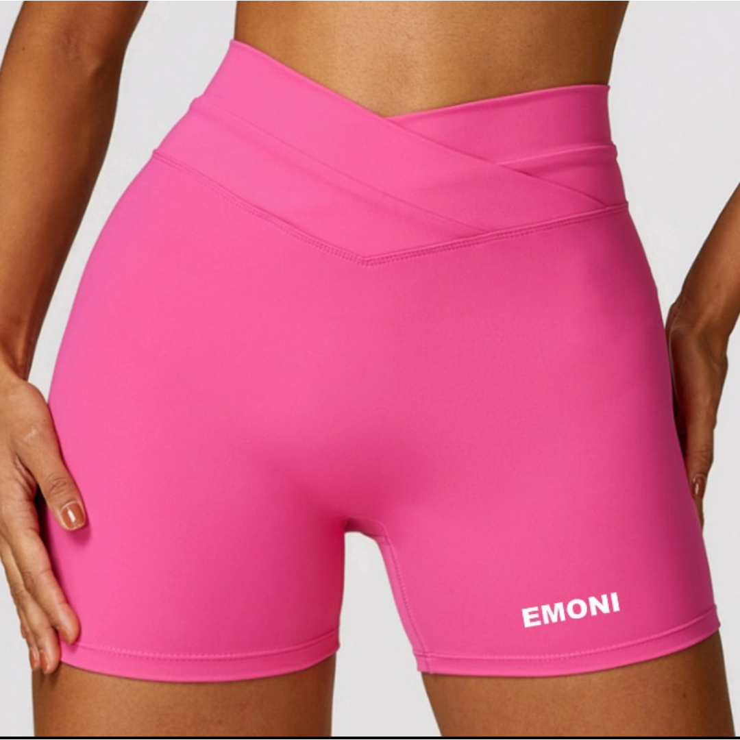Momentum Cross Over Shorts- Deep pink - Emoni Fit