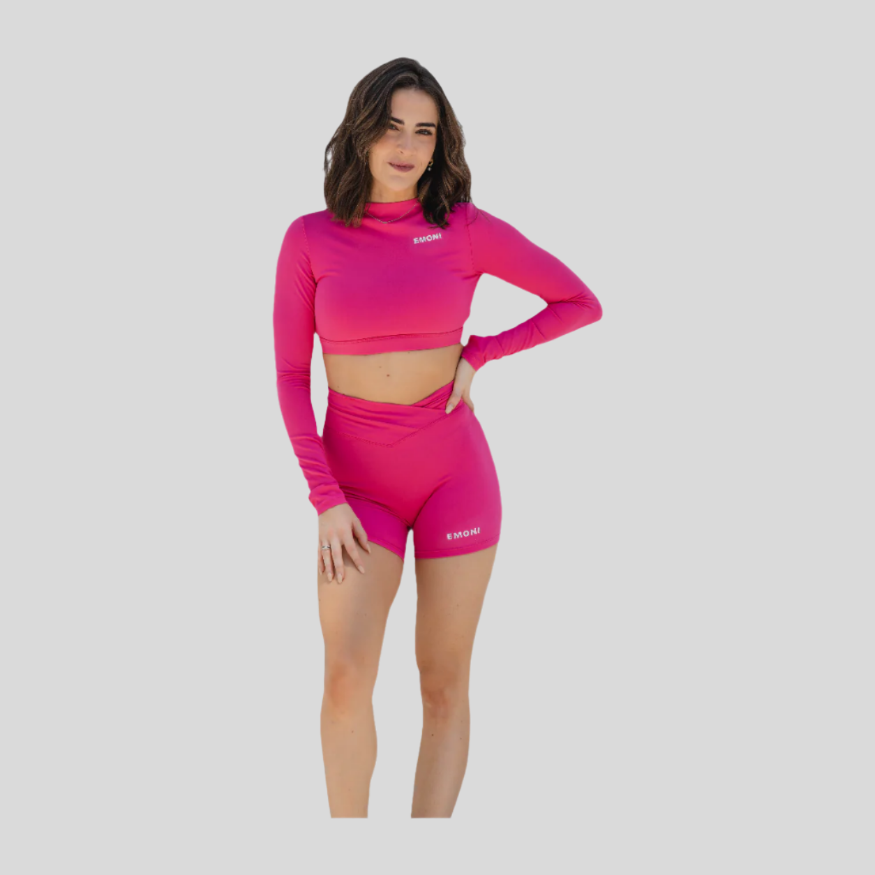 Momentum Cross Over Shorts- Deep pink - Emoni Fit