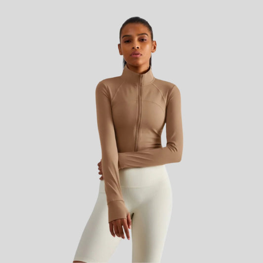 Evelyn Cropped Zip Jacket - Emoni Fit