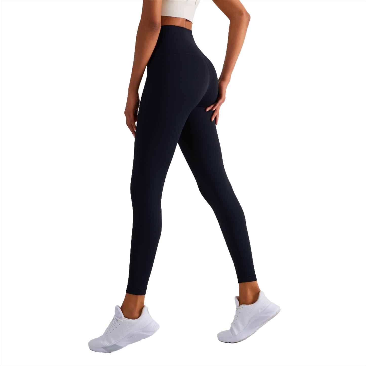 Naomi Cross Over High Waist Leggings -Black - Emoni Fit