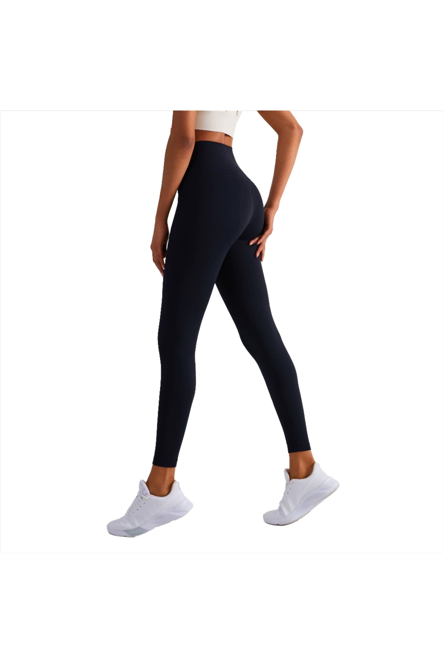 Naomi Cross Over High Waist Leggings -Black - Emoni Fit