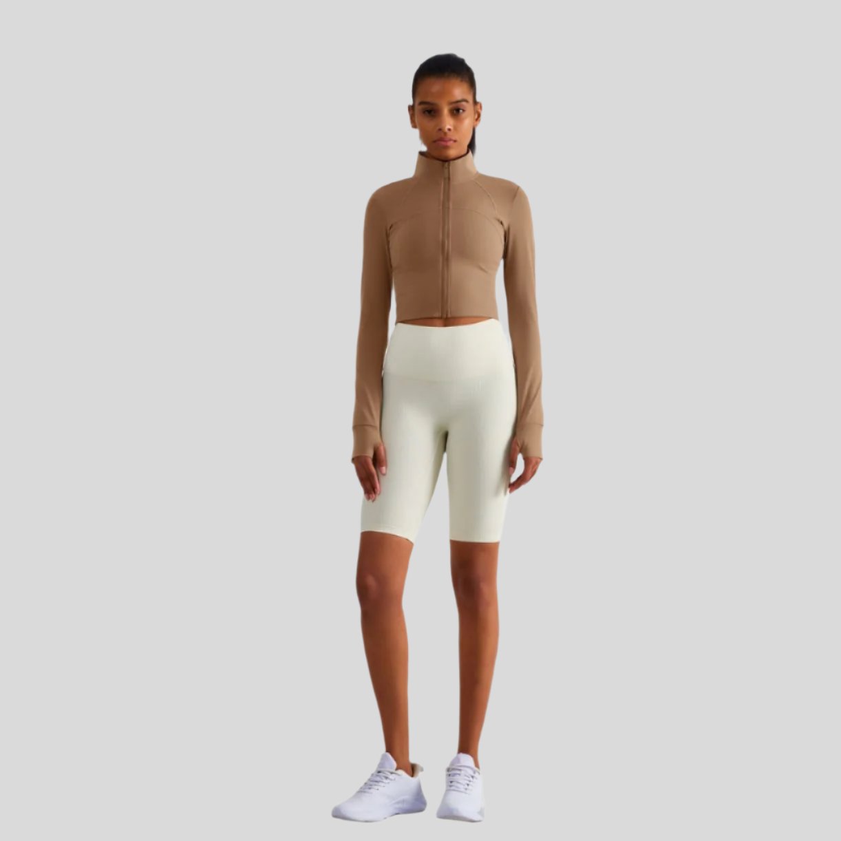 Evelyn Cropped Zip Jacket - Emoni Fit