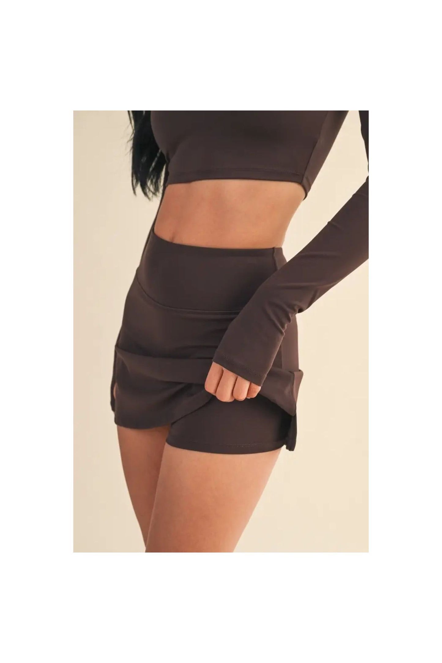 Espresso Court Skort - Emoni Fit