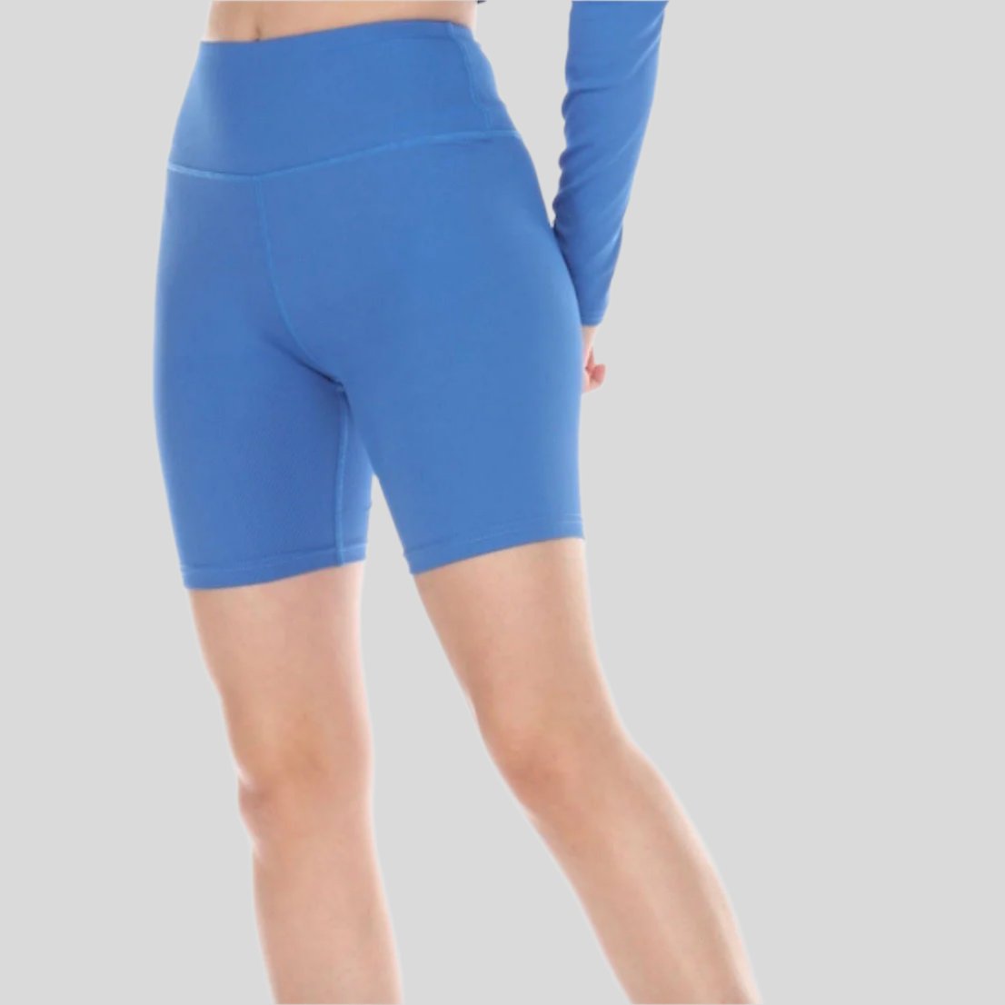 Cotton Rib Biker Shorts - Blue - Emoni Fit