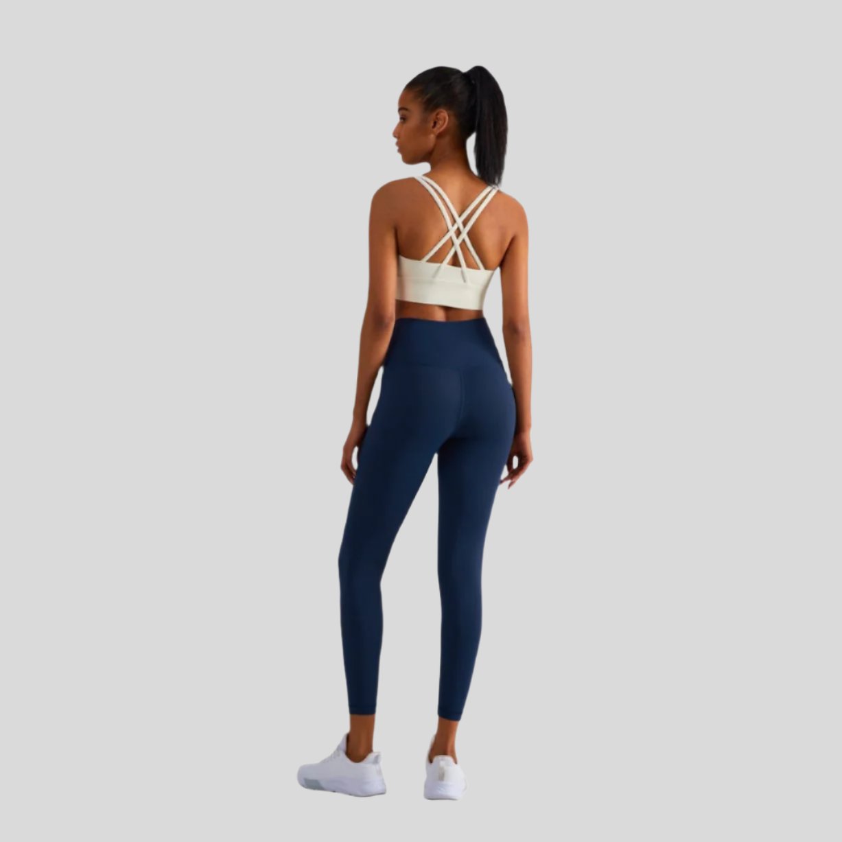 Naomi Cross Over Leggings - Navy - Emoni Fit