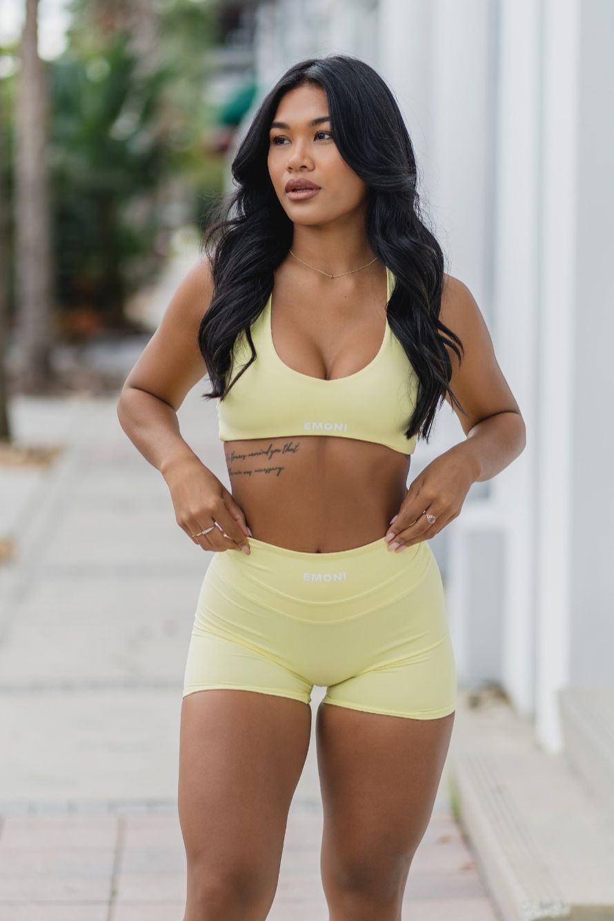 Emoni Endurance Sports Bra - Lemon Drop