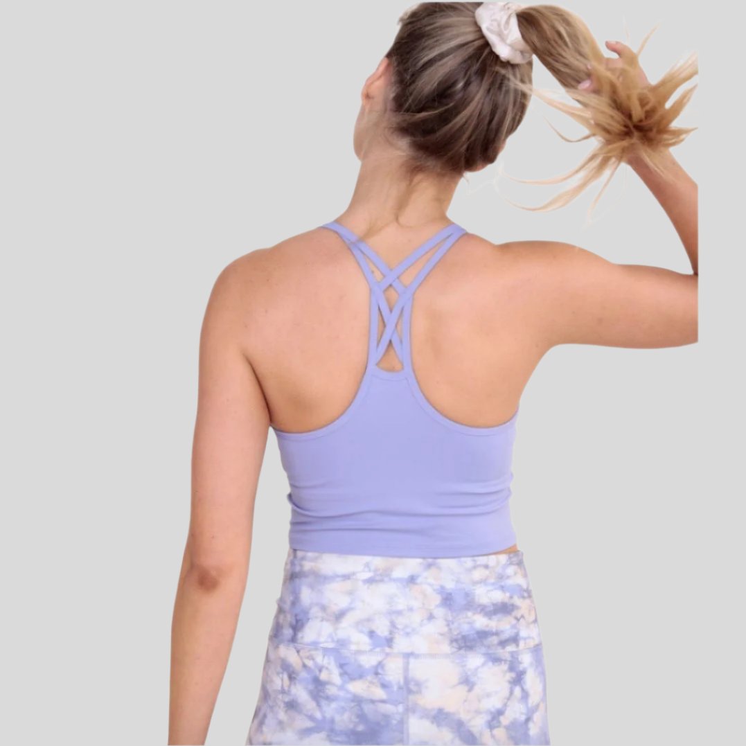 Trellis Strap Active Cami Top - Dusty Purple - Emoni Fit