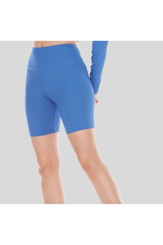 Cotton Rib Biker Shorts - Blue - Emoni Fit